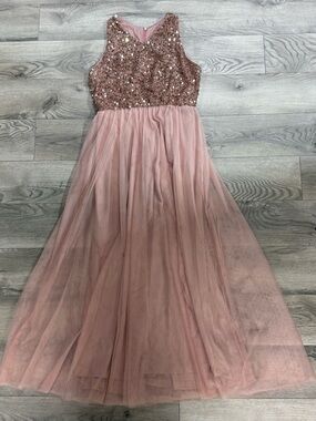 Blush Pink Sequin Bodice Tulle Gown
